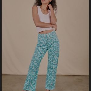 Big bud press lazy daisy work pants blue/green size sm